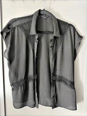 The Kooples Black Lace Detail Blouse Size 2
